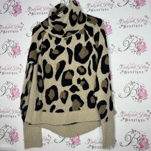 Rag supply cheetah print sweater pull over turtle neck animal print furry fuzzy